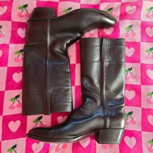 Lucchese Black Leather Cowboy Boots